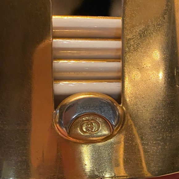 Authentic Gold rimmed luxury rare GUCCI plate coaster set with holder - Picture 5 of 7